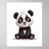 Sitting Panda Bear Cartoon Illustration Artwork Poster (Vorne)