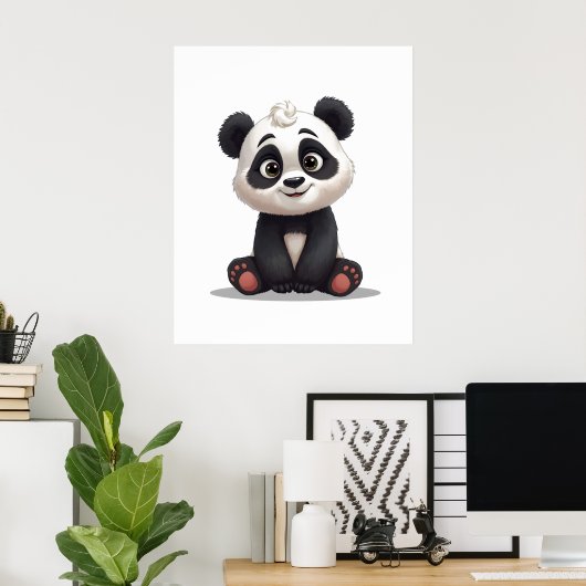 Sitting Panda Bear Cartoon Illustration Artwork Poster (Heimbüro)
