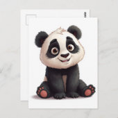 Sitting Panda Bear Cartoon Illustration Artwork Postkarte (Vorne/Hinten)