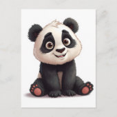 Sitting Panda Bear Cartoon Illustration Artwork Postkarte (Vorderseite)