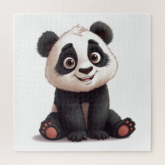 Sitting Panda Bear Cartoon Illustration Artwork Puzzle (Vertikal)