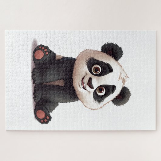 Sitting Panda Bear Cartoon Illustration Artwork Puzzle (Horizontal)