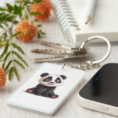 Sitting Panda Bear Cartoon Illustration Artwork Schlüsselanhänger (Vorderseite rechts)