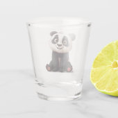 Sitting Panda Bear Cartoon Illustration Artwork Schnapsglas (Rückseite)