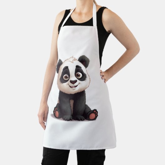 Sitting Panda Bear Cartoon Illustration Artwork Schürze (InSitu)