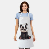 Sitting Panda Bear Cartoon Illustration Artwork Schürze (Getragen)
