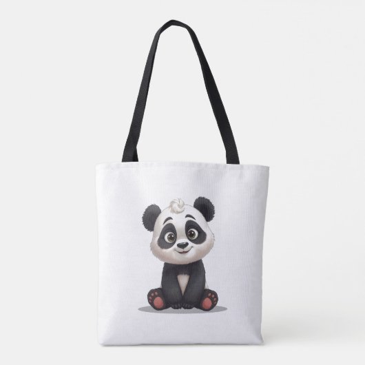 Sitting Panda Bear Cartoon Illustration Artwork Tasche (Rückseite)