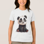 Sitting Panda Bear Cartoon Illustration Artwork Tri-Blend Shirt (Vorderseite)
