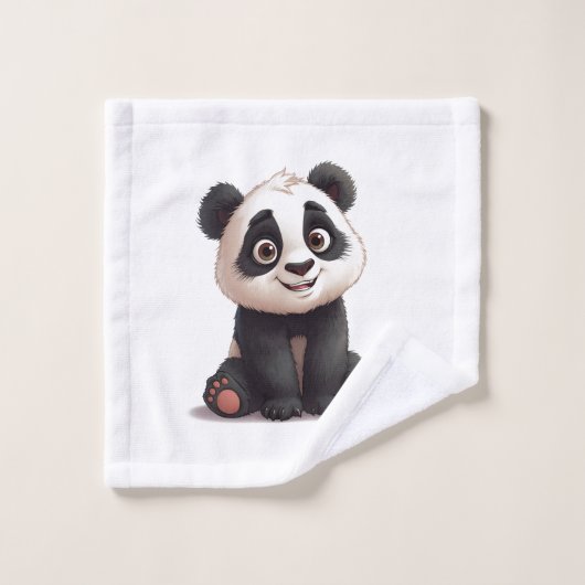Sitting Panda Bear Cartoon Illustration Artwork Waschlappen (Waschlappen)