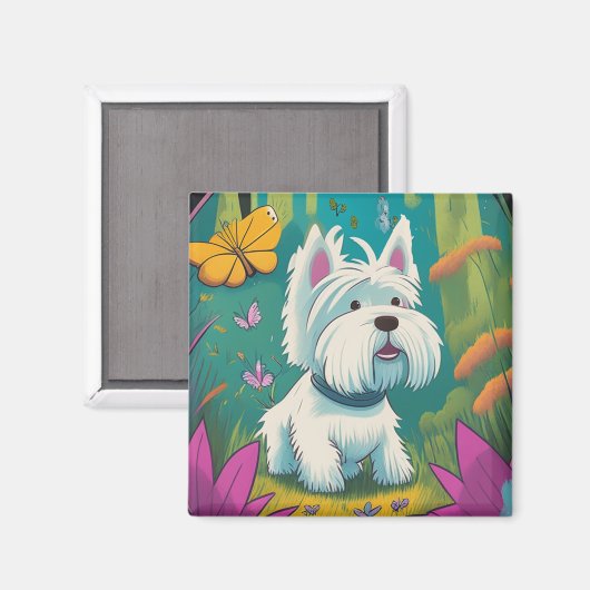 Sitting Westie Magnet (Vorderseite/Rückseite)