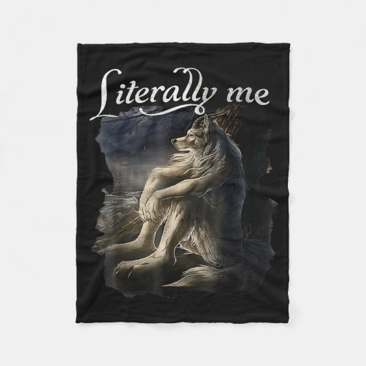 Sitting Wolf Literally Me Wolf Funny Dank Meme Fleecedecke (Vorderseite)