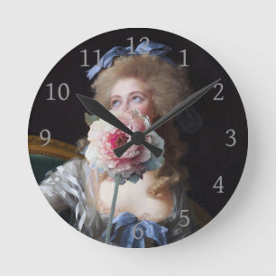Sittsam mit rosa Pfingstrose Runde Wanduhr
