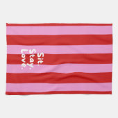 'Sitz. Bleib. Liebe.' Fette rote und rosa moderne Geschirrtuch (Horizontal)