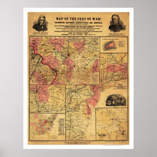 Sitz der Karte des Zivilen Krieges 1862 Poster (Vorne)