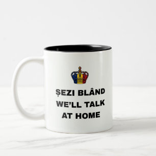 SITZ GEMÜTLICH, WIR REDEN ZU HAUSE Zwei-Töne-KAFFE Zweifarbige Tasse
