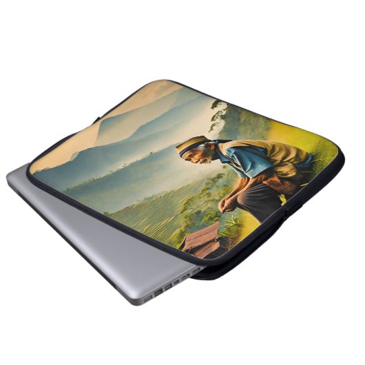 Sitz in der Stille Laptopschutzhülle (Vorne Knopf)