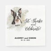 Sitz, schüttle und feiere Boston Terrier Hochzeit Serviette (Vorderseite)