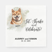 Sitz, schüttle und feiere Shiba Inu Hochzeit Serviette (Vorderseite)
