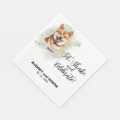 Sitz, schüttle und feiere Shiba Inu Hochzeit Serviette (Ecke)