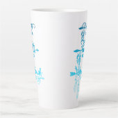 Sitz, sprich, lache, blaues Ombre Boho Latte Tasse (Vorderseite)
