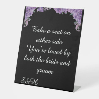 Sitz, wo ihr wollt Lila Blumen Hochzeitsschild Sockelschild