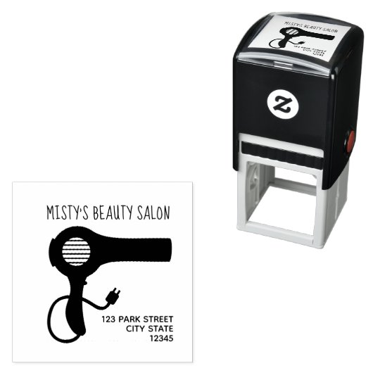 Sitzadresse des Blow Dryer Hair Permastempel (Beispiel)