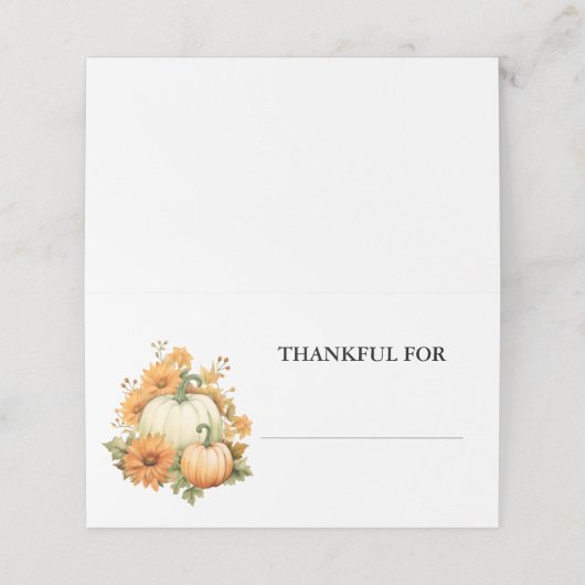 Sitzanordnung für benutzerdefinierte Erntedank-Pla Platzkarte (Außenseite Aufgefaltet)