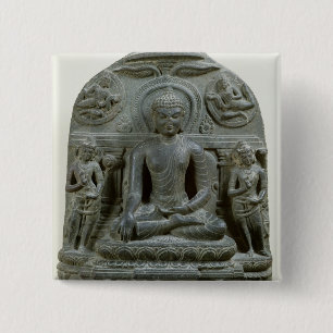 Sitzbuddha in der Meditation Button