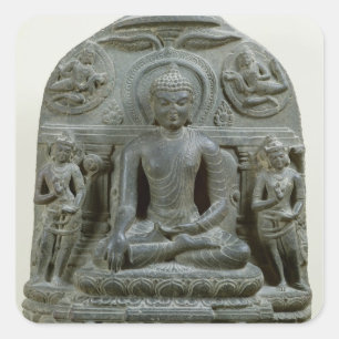 Sitzbuddha in der Meditation Quadratischer Aufkleber