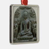 Sitzbuddha in der Meditation Silbernes Ornament (Rechts)