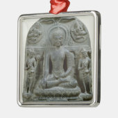 Sitzbuddha in der Meditation Silbernes Ornament (Links)