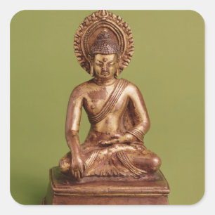 Sitzbuddha Quadratischer Aufkleber