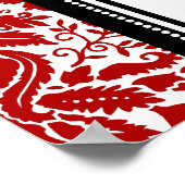 Sitzdiagramm 10 Tabellen Roter schwarzer Damast Poster (Ecke)