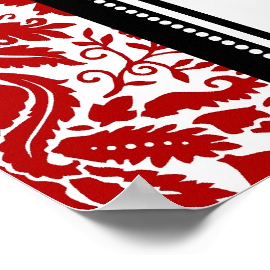 Sitzdiagramm 10 Tabellen Roter schwarzer Damast Poster (Ecke)