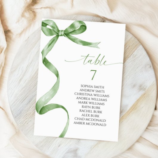 Sitzdiagramm der grünen Bow-Tischnummer Einladung