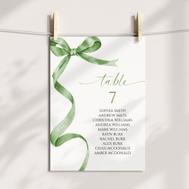 Sitzdiagramm der grünen Bow-Tischnummer Einladung