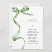 Sitzdiagramm der grünen Bow-Tischnummer Einladung (Vorderseite)