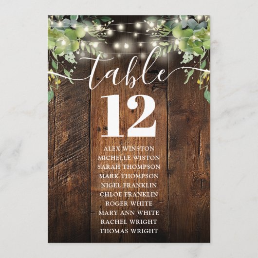 Sitzdiagramm der Tischnummer der Holzzeichenfolgen (Rückseite)