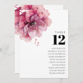 Sitzdiagramm für Rose mit floraler Dusty-Tischnumm Einladung (Vorne/Hinten)