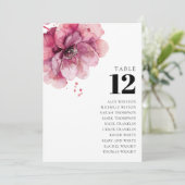 Sitzdiagramm für Rose mit floraler Dusty-Tischnumm Einladung (Stehend Vorderseite)