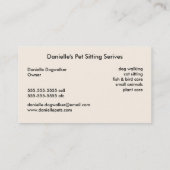 Sitzdienste für Haustiere Visitenkarte (Rückseite)