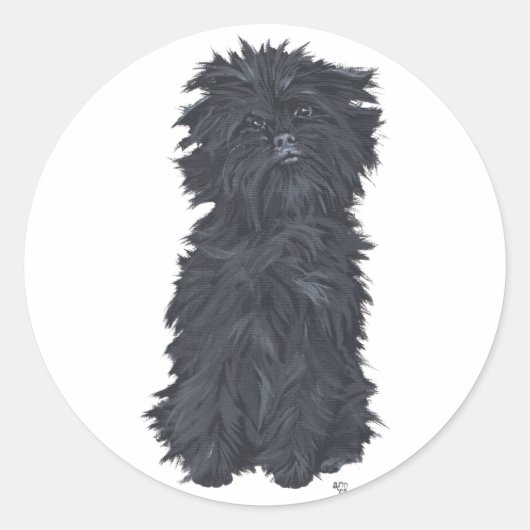 Sitzen Affenpinscher Runder Aufkleber (Vorderseite)