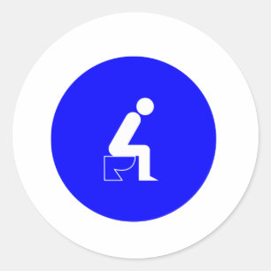 Sitzen auf der Toilette Runder Aufkleber