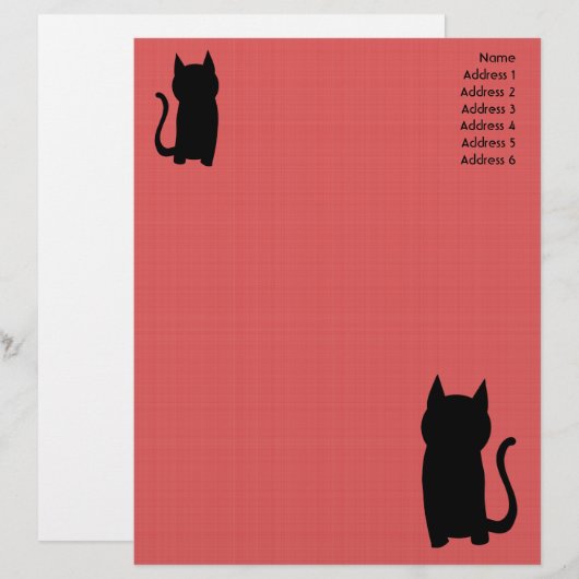 Sitzen Black Cat Silhouette. Briefkopf (Vorne/Hinten)