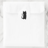 Sitzen Black Cat Silhouette. Runder Aufkleber (Tasche)