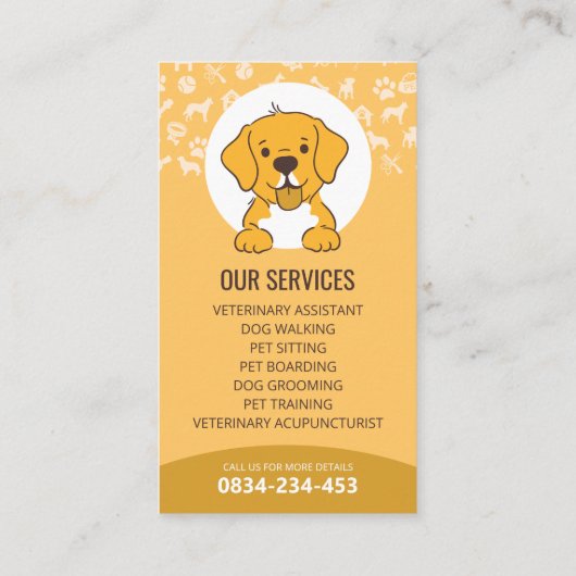 Sitzen, Boarding der Hunde, Veterinärklinik, Haust Visitenkarte (Rückseite)