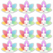 Sitzen Buddha und farbenfrohe Lotus Petals Aufkleber (Vorderseite)