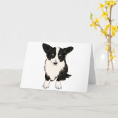 Sitzen Cardigan Welsh Corgi Illustration Karte (Gelbe Blume)