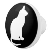 Sitzen der weißen Katze rechts Keramikknauf (Rechts)