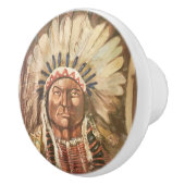 Sitzen des indischen Chefs von Bull Keramikknauf (Rechts)